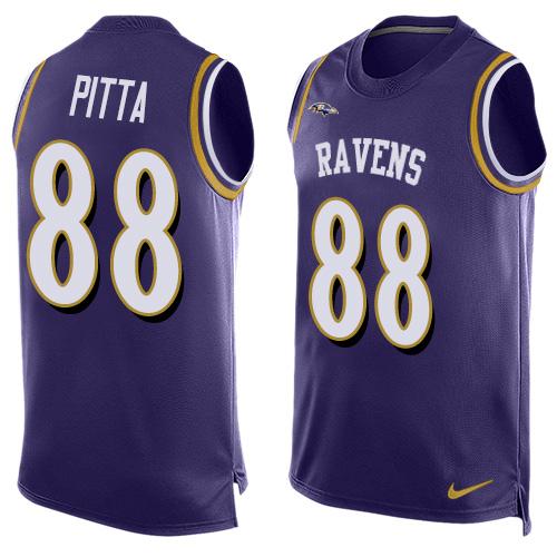 Mens Baltimore Ravens 88 Dennis Pitta Purple Hot Pressing Player Name Number Nike Nfl Tank Top Jersey