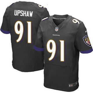 Mens Baltimore Ravens 91 Courtney Upshaw Black Alternate Nfl Nike Elite Jersey