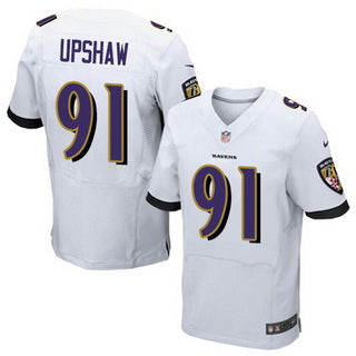 Mens Baltimore Ravens 91 Courtney Upshaw White Road Nfl Nike Elite Jersey