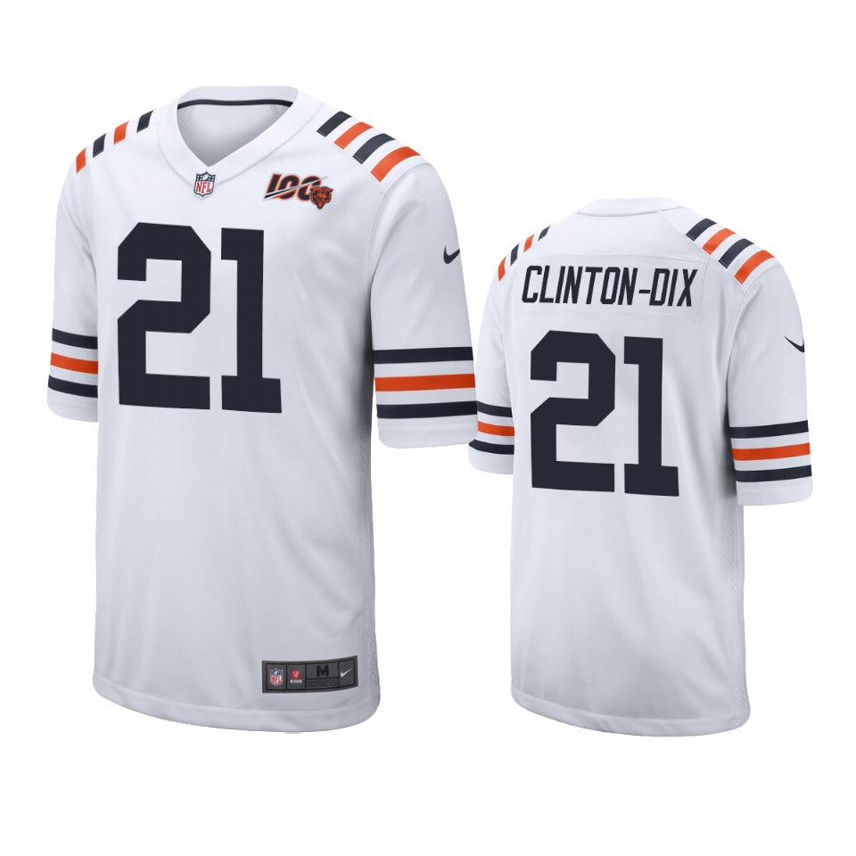 Mens Bears Ha Ha Clinton dix White 100th Season Classic Game Jersey