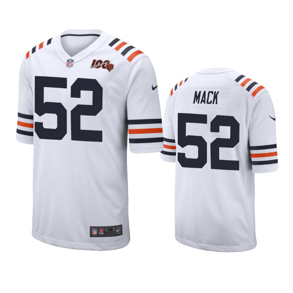 Mens Bears Khalil Mack White 100th Season Classic Game Jersey