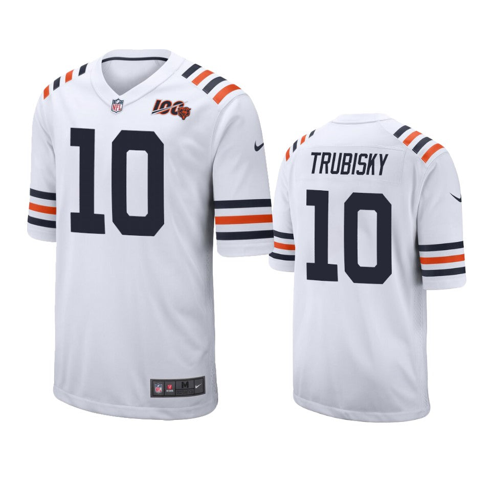 Mens Bears Mitchell Trubisky White 100th Season Classic Game Jersey