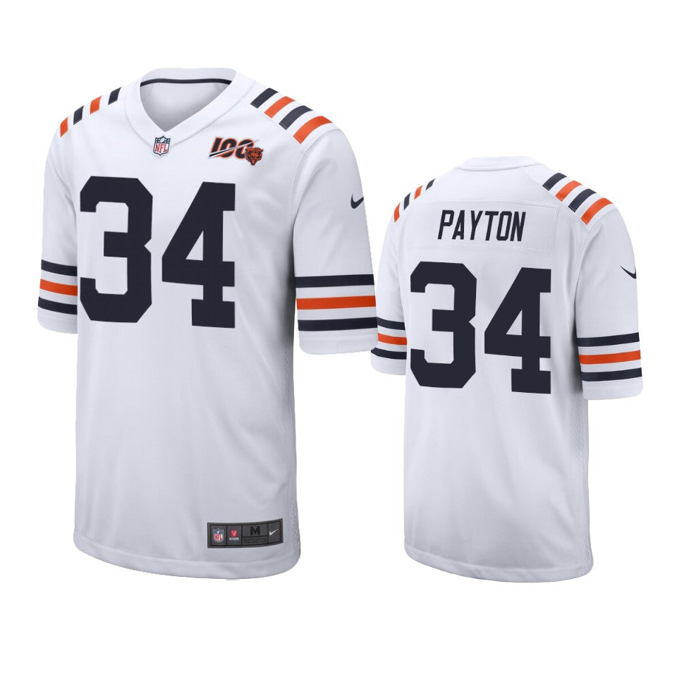 Mens Bears Walter Payton White 100th Season Classic Game Jersey