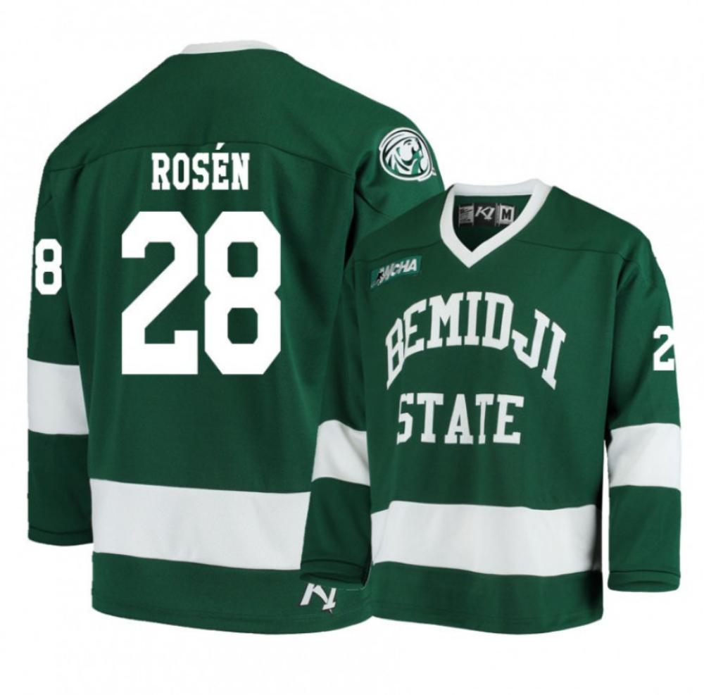 Men's Bemidji State Beavers #28 Elias Rosen Green Hockey Jersey