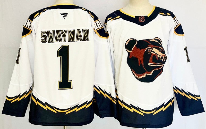 Men's Boston Bruins #1 Jeremy Swayman Jersey Stitched