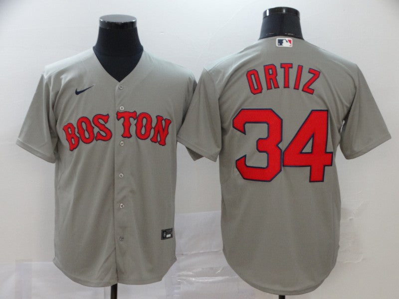 Mens Boston Red Sox 34 David Ortiz Gray Stitched Mlb Cool Base Nike Jersey