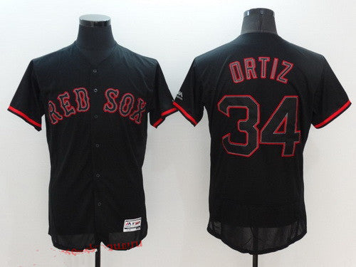 Mens Boston Red Sox 34 David Ortiz Lights Out Black Fashion 2016 Flex Base Majestic Stitched Mlb Jersey