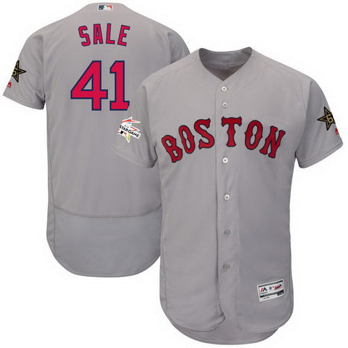Mens Boston Red Sox 41 Chris Sale Majestic Gray 2017 Mlb All star Game Worn Stitched Mlb Flex Base Jersey