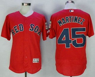 Mens Boston Red Sox 45 Pedro Martinez Retired Red Stitched Mlb 2016 Majestic Flex Base Jersey