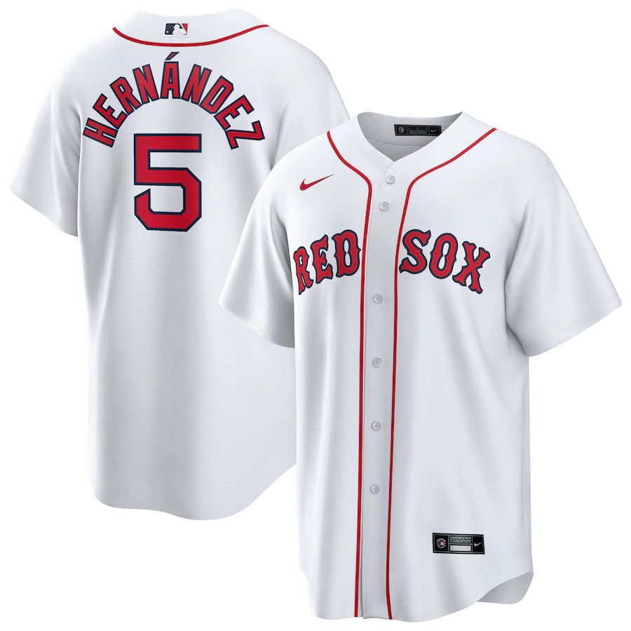 Mens Boston Red Sox 5 Enrique Hernandez Nike White Home Official Replica Player Mlb Jerseys