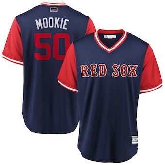 Mens Boston Red Sox 50 Mookie Betts Mookie Majestic Navy 2018 Players Weekend Cool Base Jersey