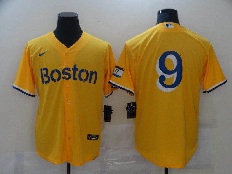 Mens Boston Red Sox 9 Ted Williams Gold 2021 City Connect Stitched Mlb Cool Base Nike Jersey