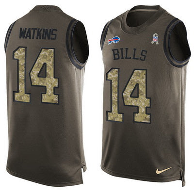 Mens Buffalo Bills 14 Sammy Watkins Green Salute To Service Hot Pressing Player Name Number Nike Nfl Tank Top Jersey