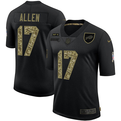 Mens Buffalo Bills 17 Josh Allen 2020 Camo Black Salute To Service Limited Stitched Nfl Jersey