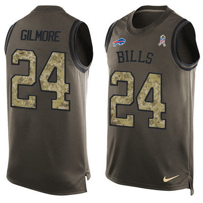 Mens Buffalo Bills 24 Stephon Gilmore Green Salute To Service Hot Pressing Player Name Number Nike Nfl Tank Top Jersey