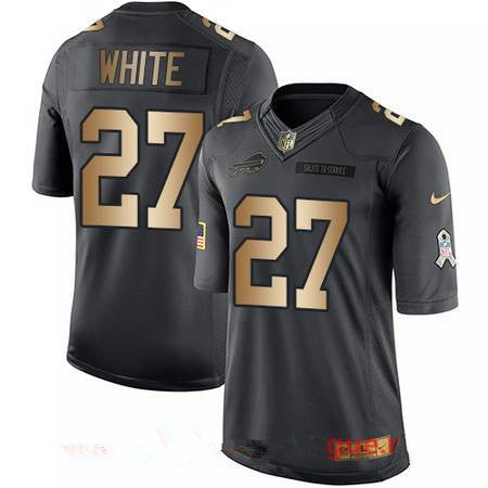 Mens Buffalo Bills 27 Tredavious White Anthracite Gold 2016 Salute To Service Stitched Nfl Nike Limited Jersey