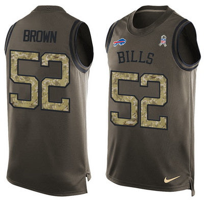 Mens Buffalo Bills 52 Preston Brown Green Salute To Service Hot Pressing Player Name Number Nike Nfl Tank Top Jersey