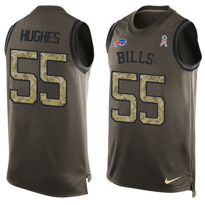 Mens Buffalo Bills 55 Jerry Hughes Green Salute To Service Hot Pressing Player Name Number Nike Nfl Tank Top Jersey
