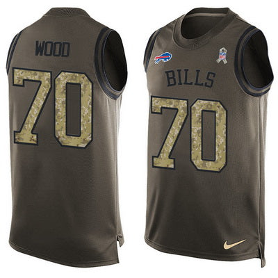 Mens Buffalo Bills 70 Eric Wood Green Salute To Service Hot Pressing Player Name Number Nike Nfl Tank Top Jersey