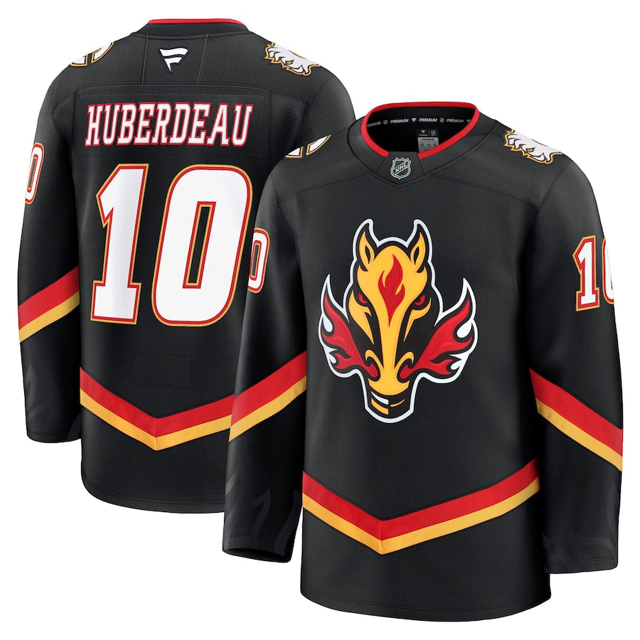 Men's Calgary Flames #10 Jonathan Huberdeau Alternate Premium Jersey Black