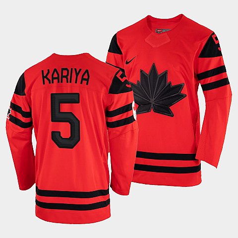Mens Canada Hockey Paul Kariya Red 2022 Winter Olympic 5 Gold Winner Jersey