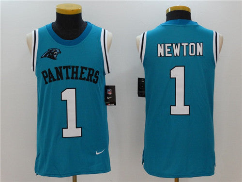 Mens Carolina Panthers 1 Cam Newton Light Blue Color Rush 2017 Vest Stitched Nfl Nike Tank Top Jersey