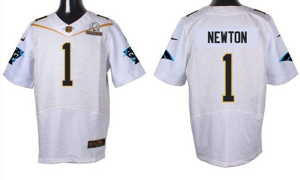 Mens Carolina Panthers 1 Cam Newton White 2016 Pro Bowl Nike Elite Jersey