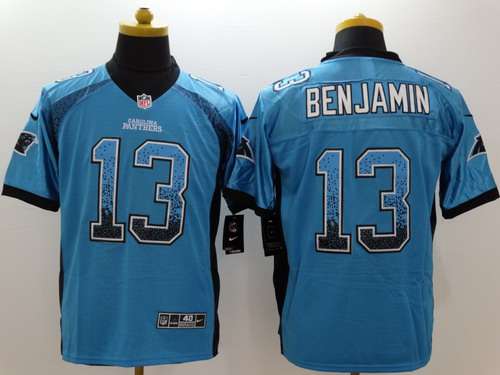 Mens Carolina Panthers 13 Kelvin Benjamin Nike Drift Fashion Blue Elite Jersey