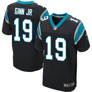 Mens Carolina Panthers 19 Ted Ginn Jr Black Team Color Nfl Nike Elite Jersey