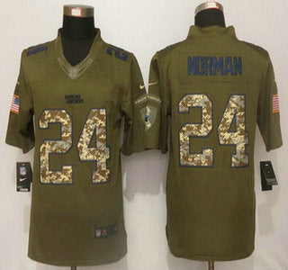 Mens Carolina Panthers 24 Josh Norman Green Salute To Service 2015 Nfl Nike Limited Jersey
