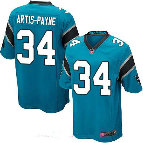 Mens Carolina Panthers 34 Cameron Artis payne Light Blue Alternate Stitched Nfl Nike Game Jersey