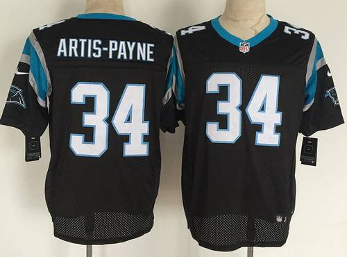 Mens Carolina Panthers 34 Cameron Artis payne Nike Black Elite Jersey