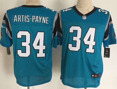 Mens Carolina Panthers 34 Cameron Artis payne Nike Light Blue Elite Jersey