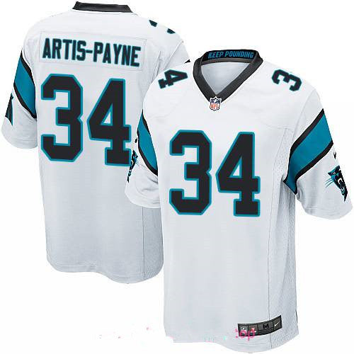 Mens Carolina Panthers 34 Cameron Artis payne White Road Stitched Nfl Nike Game Jersey