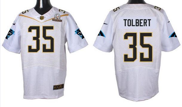 Mens Carolina Panthers 35 Mike Tolbert White 2016 Pro Bowl Nike Elite Jersey