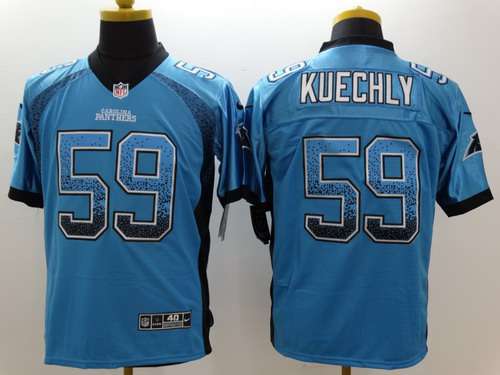 Mens Carolina Panthers 59 Luke Kuechly Nike Drift Fashion Blue Elite Jersey
