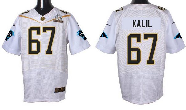 Mens Carolina Panthers 67 Ryan Kalil White 2016 Pro Bowl Nike Elite Jersey