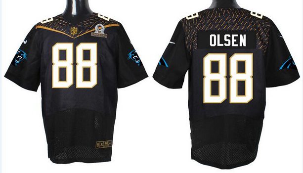 Mens Carolina Panthers 88 Greg Olsen Black 2016 Pro Bowl Nike Elite Jersey