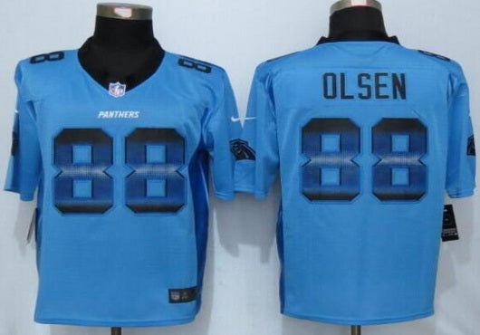 Mens Carolina Panthers 88 Greg Olsen Light Blue Strobe 2015 Nfl Nike Fashion Jersey