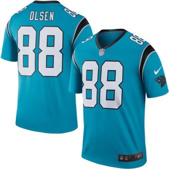 Mens Carolina Panthers 88 Greg Olsen Nike Blue Color Rush Legend Jersey