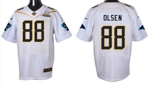 Mens Carolina Panthers 88 Greg Olsen White 2016 Pro Bowl Nike Elite Jersey