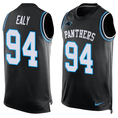 Mens Carolina Panthers 94 Kony Ealy Black Hot Pressing Player Name Number Nike Nfl Tank Top Jersey