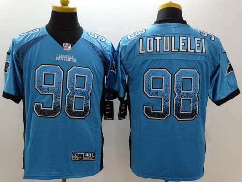 Mens Carolina Panthers 98 Star Lotulelei Nike Drift Fashion Blue Elite Jersey