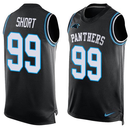 Mens Carolina Panthers 99 Kawann Short Black Hot Pressing Player Name Number Nike Nfl Tank Top Jersey