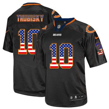 Mens Chicago Bears 10 Mitchell Trubisky Black Usa Flag Fashion Stitched Nfl Nike Elite Jersey