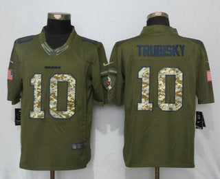 Mens Chicago Bears 10 Mitchell Trubisky Green Salute To Service Stitched Nfl Nike Limited Jersey