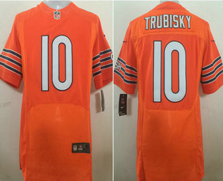 Mens Chicago Bears 10 Mitchell Trubisky Orange Alternate Stitched Nfl Nike Elite Jersey