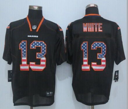 Mens Chicago Bears 13 Kevin White 2014 Nike Usa Flag Fashion Black Elite Jersey