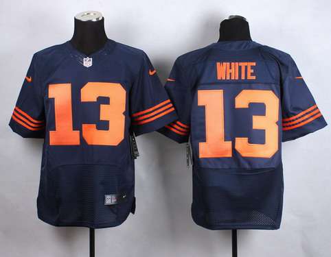 Mens Chicago Bears 13 Kevin White 2015 Nfl Draft 7th Overall Pick Nike Navy Blue With Orange Elite Jersey
