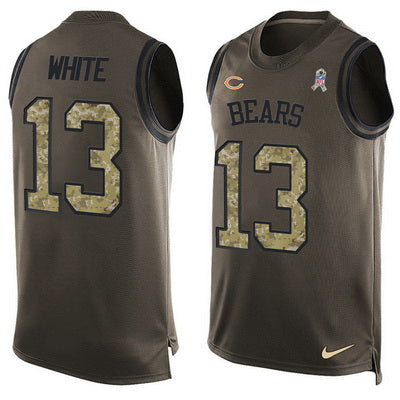 Mens Chicago Bears 13 Kevin White Green Salute To Service Hot Pressing Player Name Number Nike Nfl Tank Top Jersey